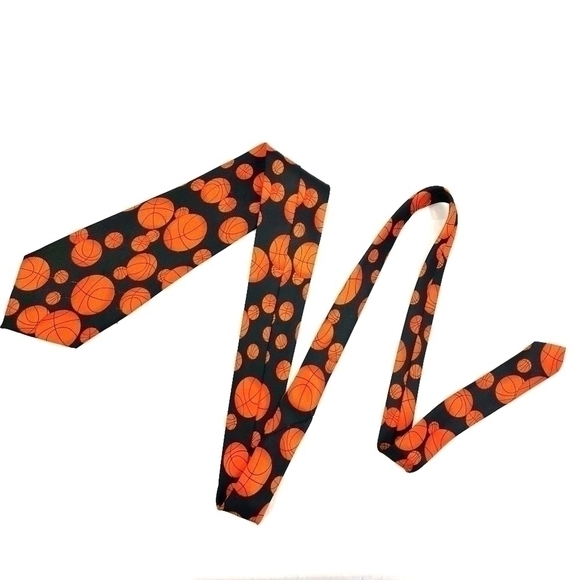 Designs By A. Rogers Basketball II ETMC Orange Sports Theme Long Neck Tie - Picture 12 of 12